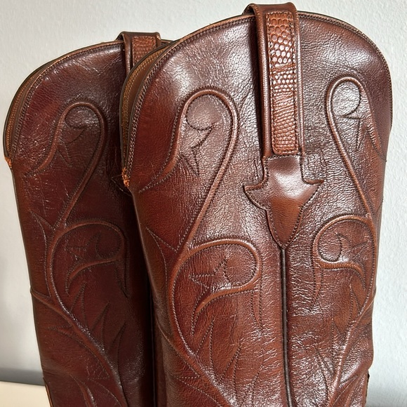 Lucchese • Vintage Women’s Classic Lizard Skin Leather Cowboy Boots Cognac Sz 7 - Picture 8 of 16